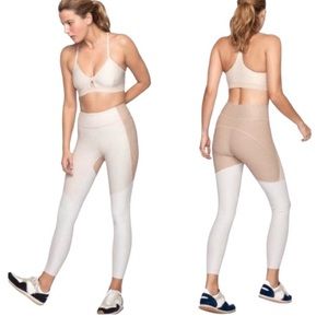 Outdoor Voices Tri Time Color Block Leggings Oatmeal/Silver Color